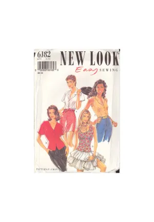 Butterick 6182 Sewing Pattern, Front Button Tops, Size 6-12, Partially Cut, Complete