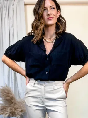 Button Down Bodysuit [Black]