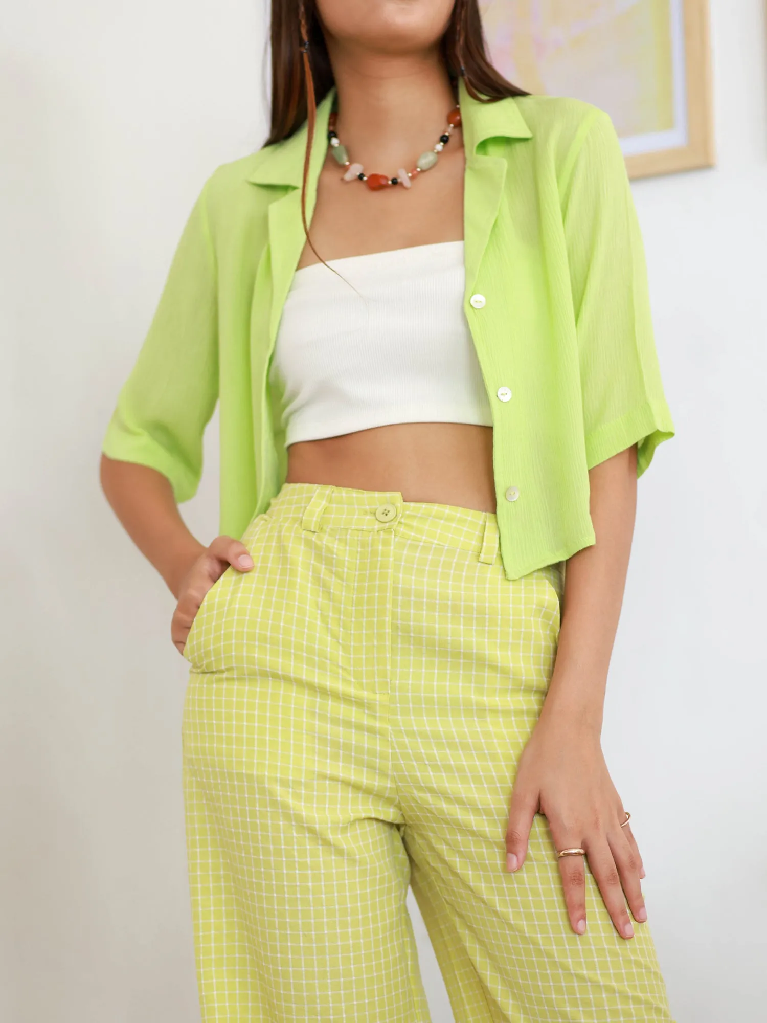 Button Down Crop Shirt