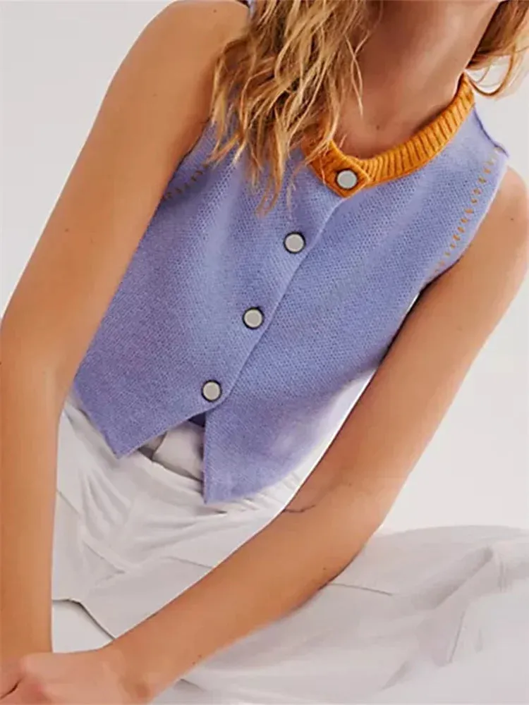 Button-Front Knit Vest