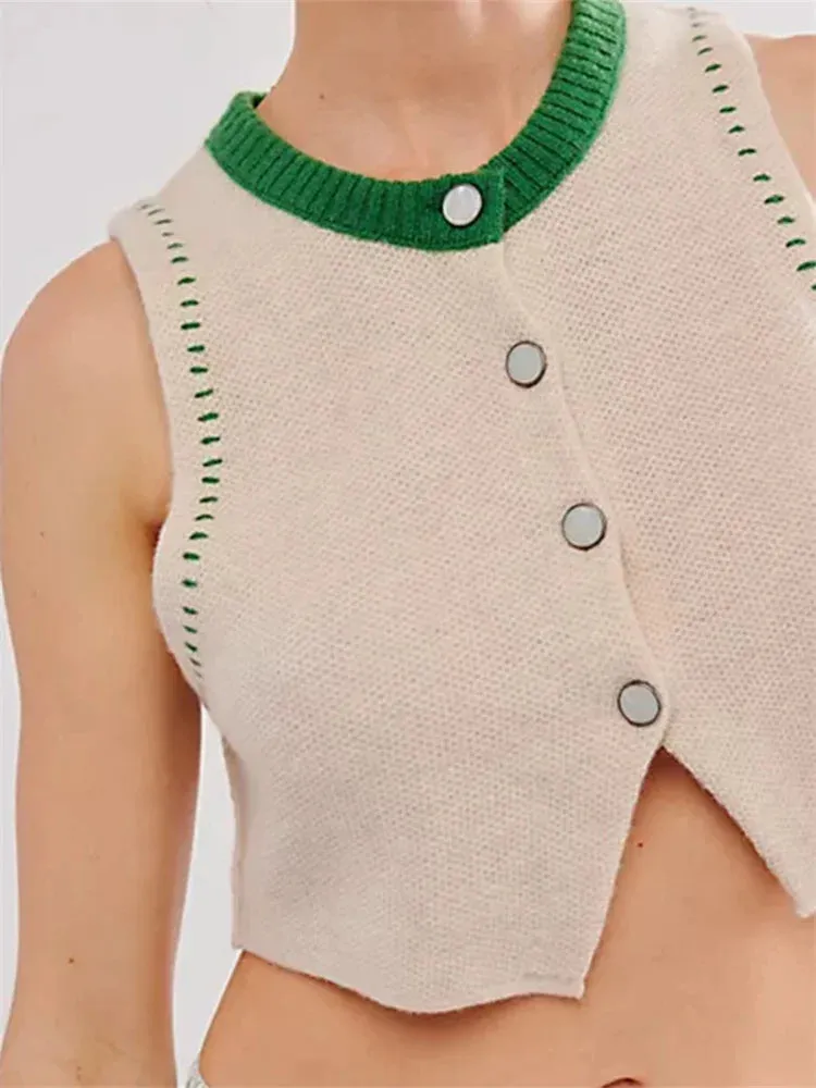 Button-Front Knit Vest