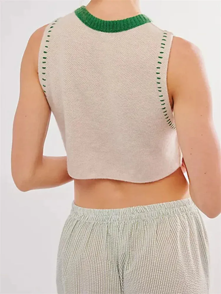 Button-Front Knit Vest