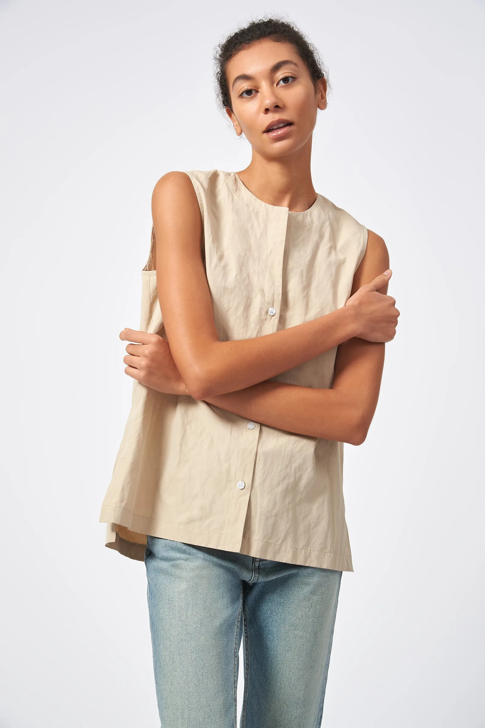 Button Front Shell - Khaki