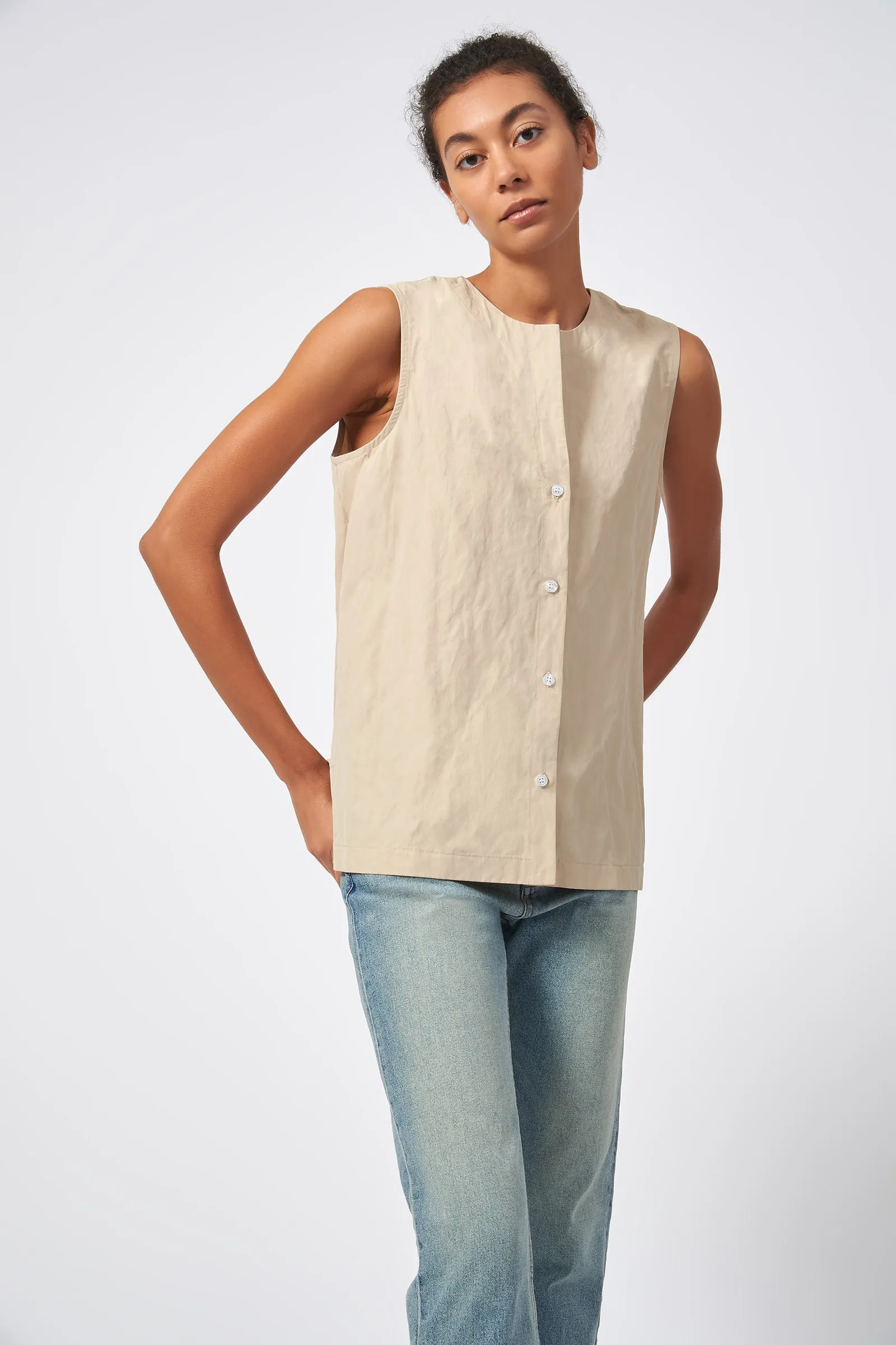 Button Front Shell - Khaki