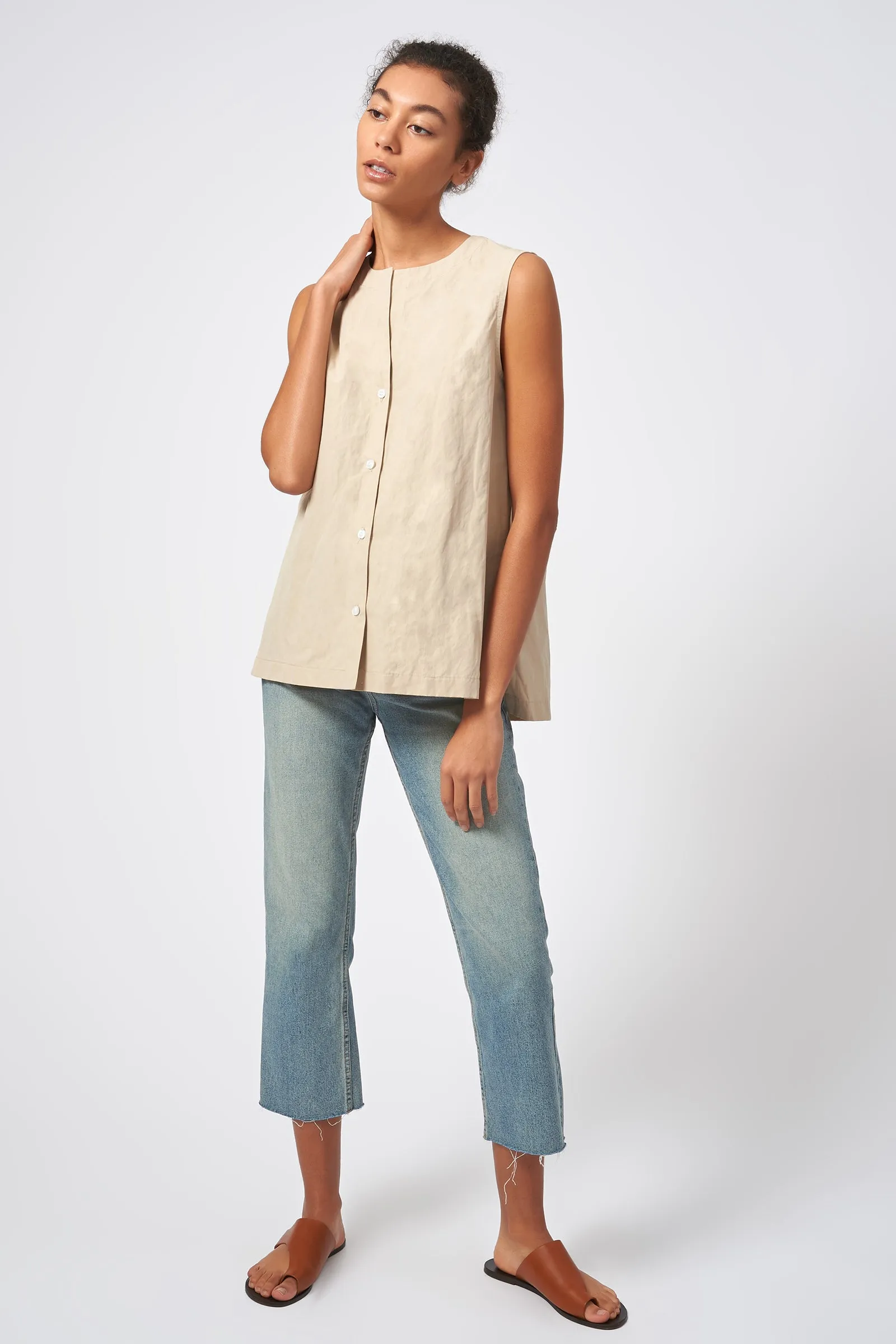 Button Front Shell - Khaki