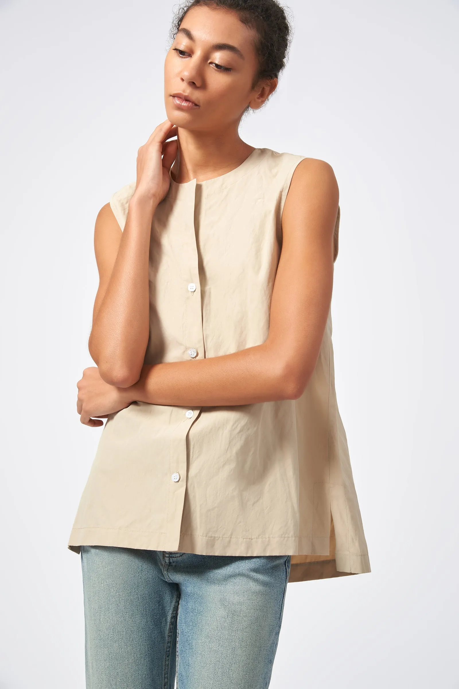 Button Front Shell - Khaki