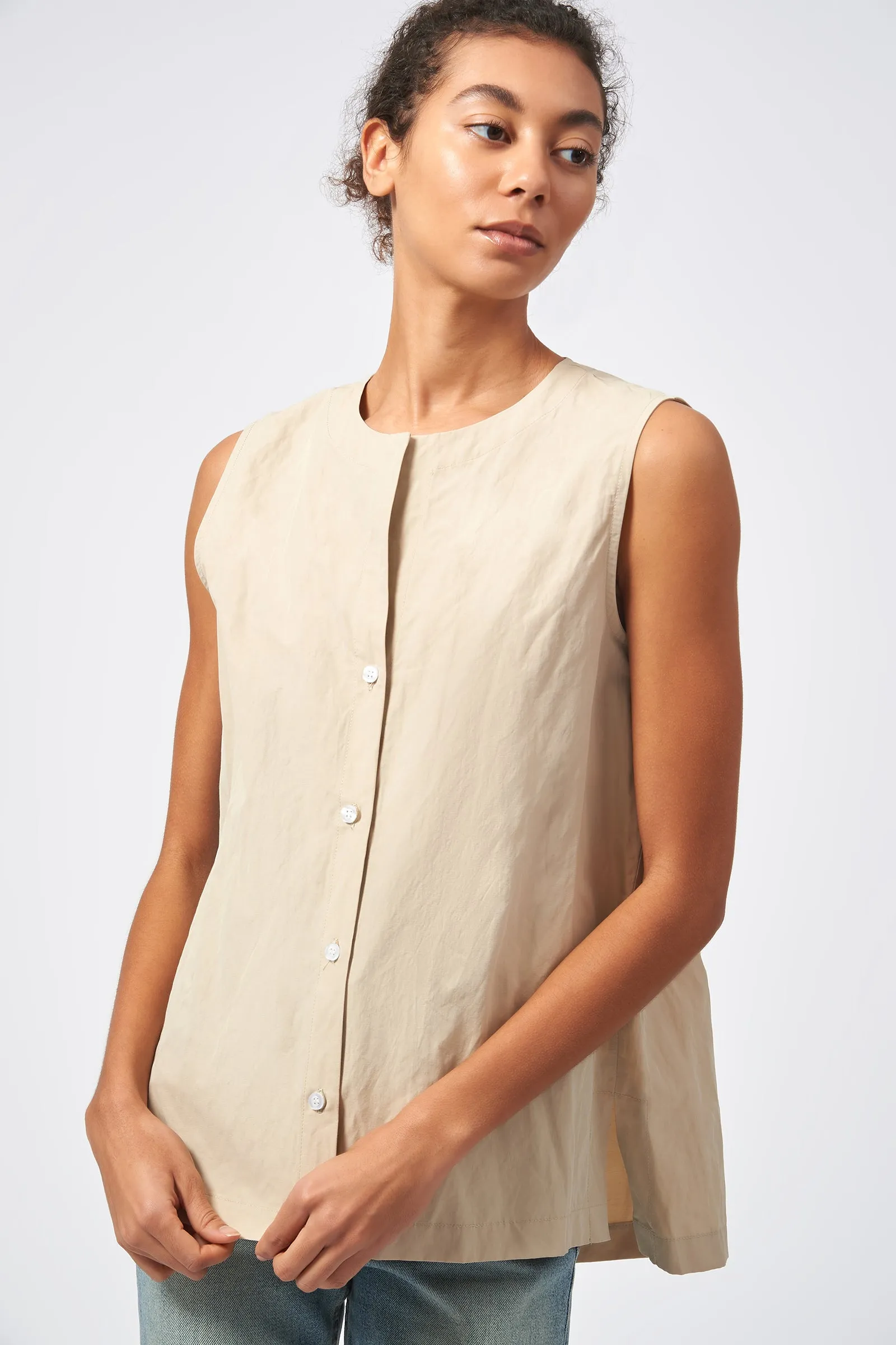 Button Front Shell - Khaki