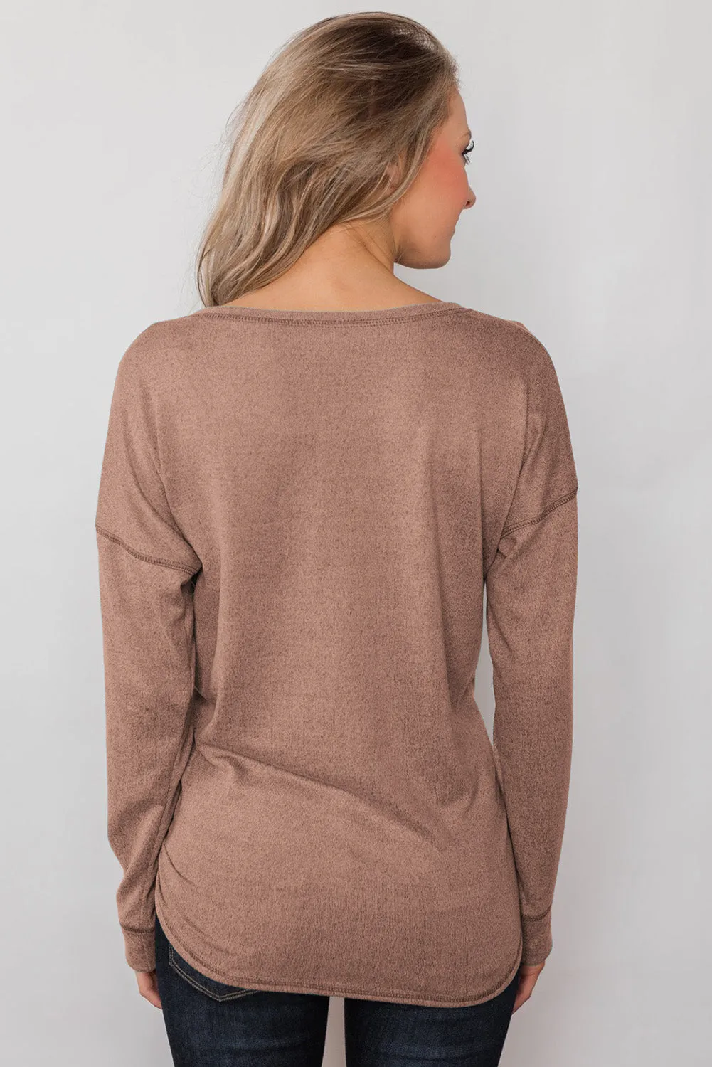 Button Long Sleeve Knit Top