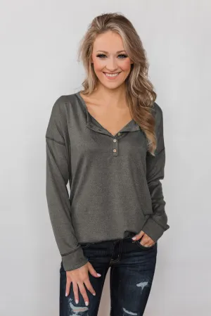 Button Long Sleeve Knit Top