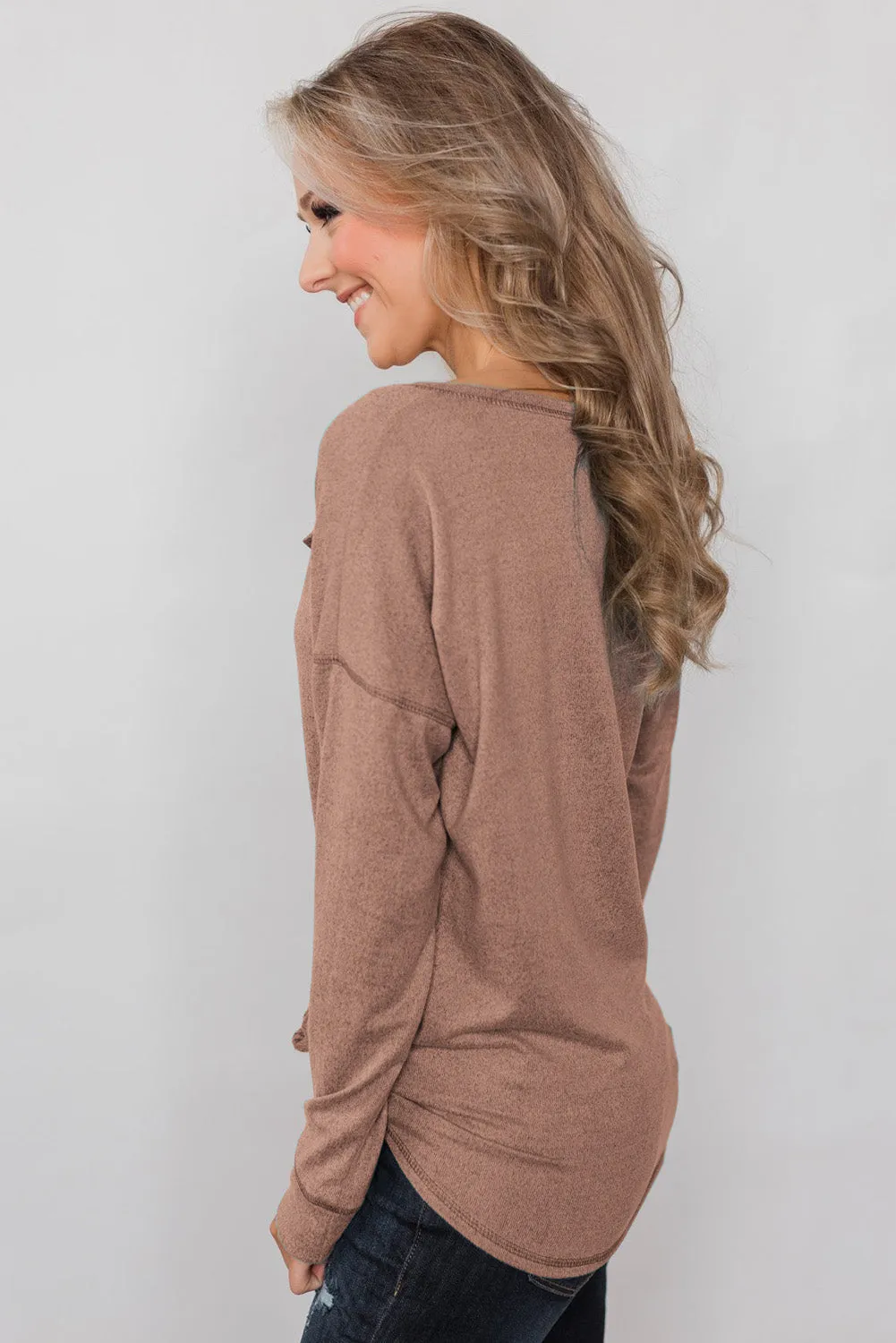 Button Long Sleeve Knit Top