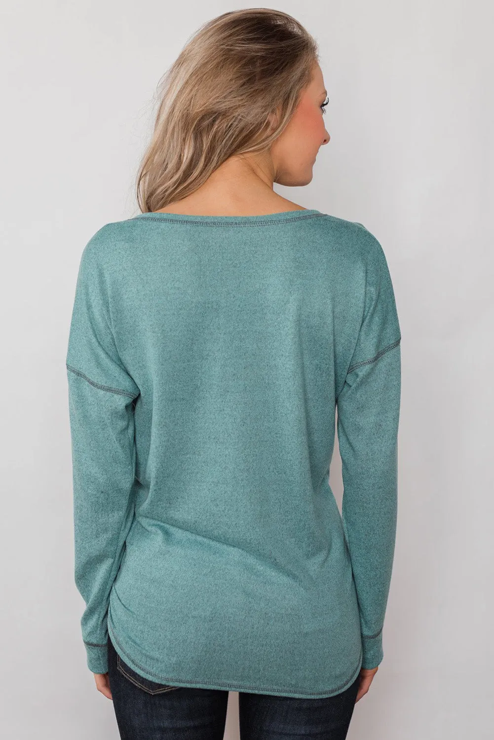 Button Long Sleeve Knit Top
