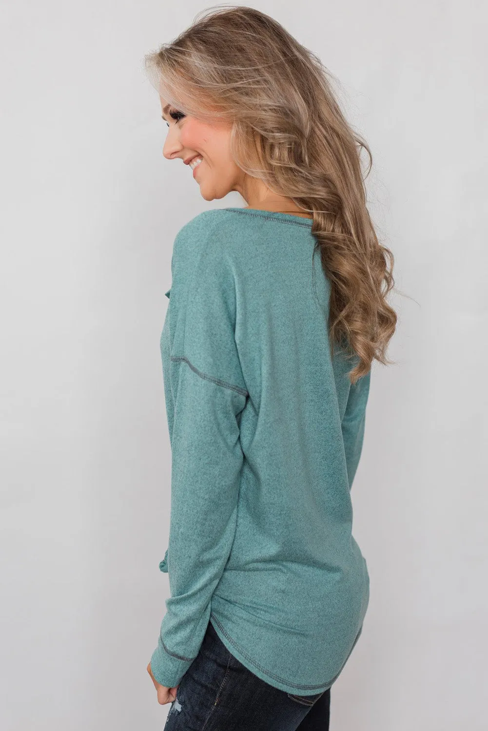 Button Long Sleeve Knit Top