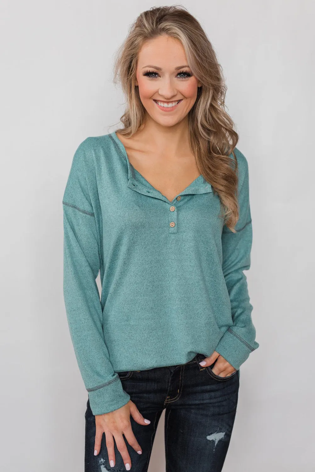 Button Long Sleeve Knit Top
