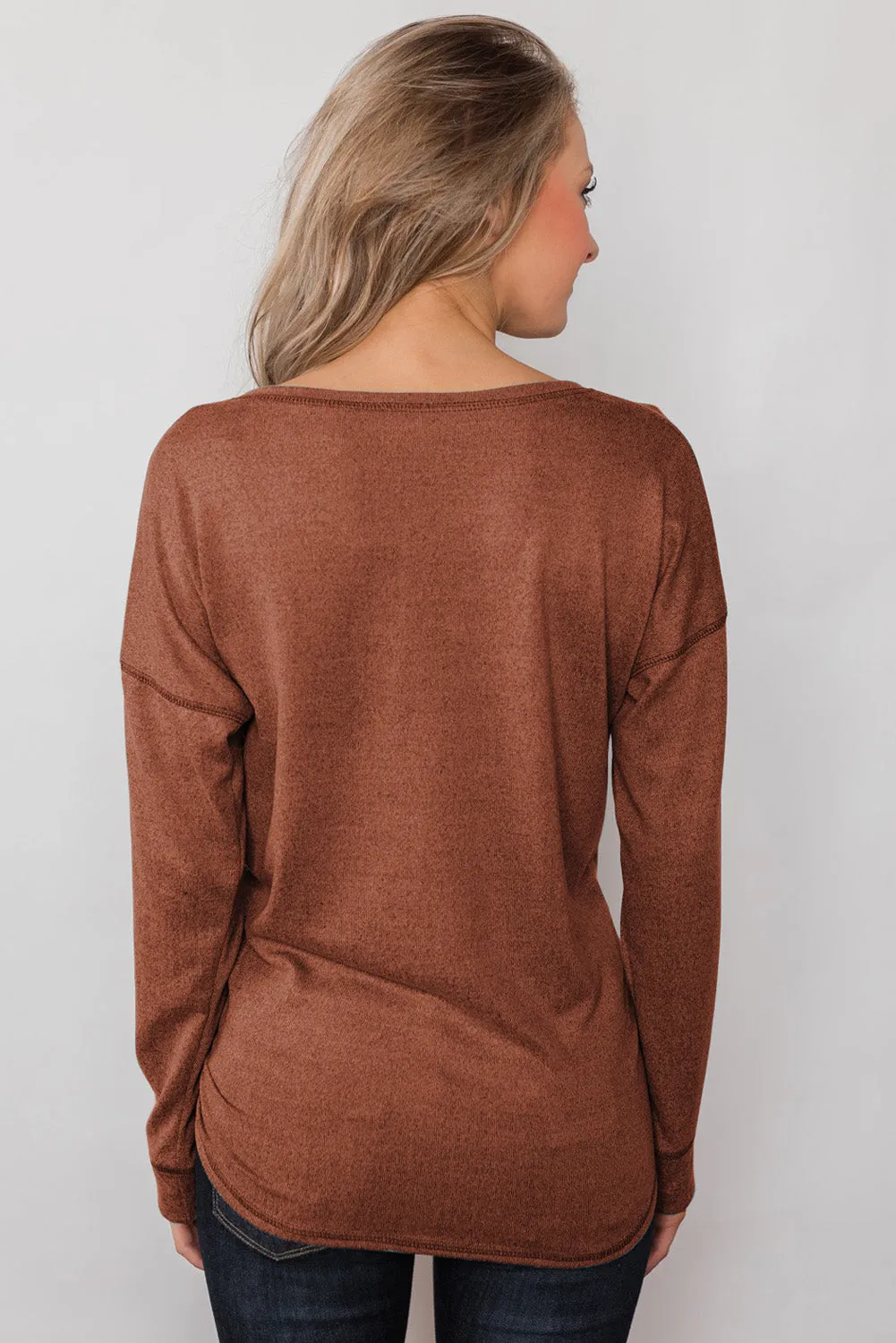 Button Long Sleeve Knit Top