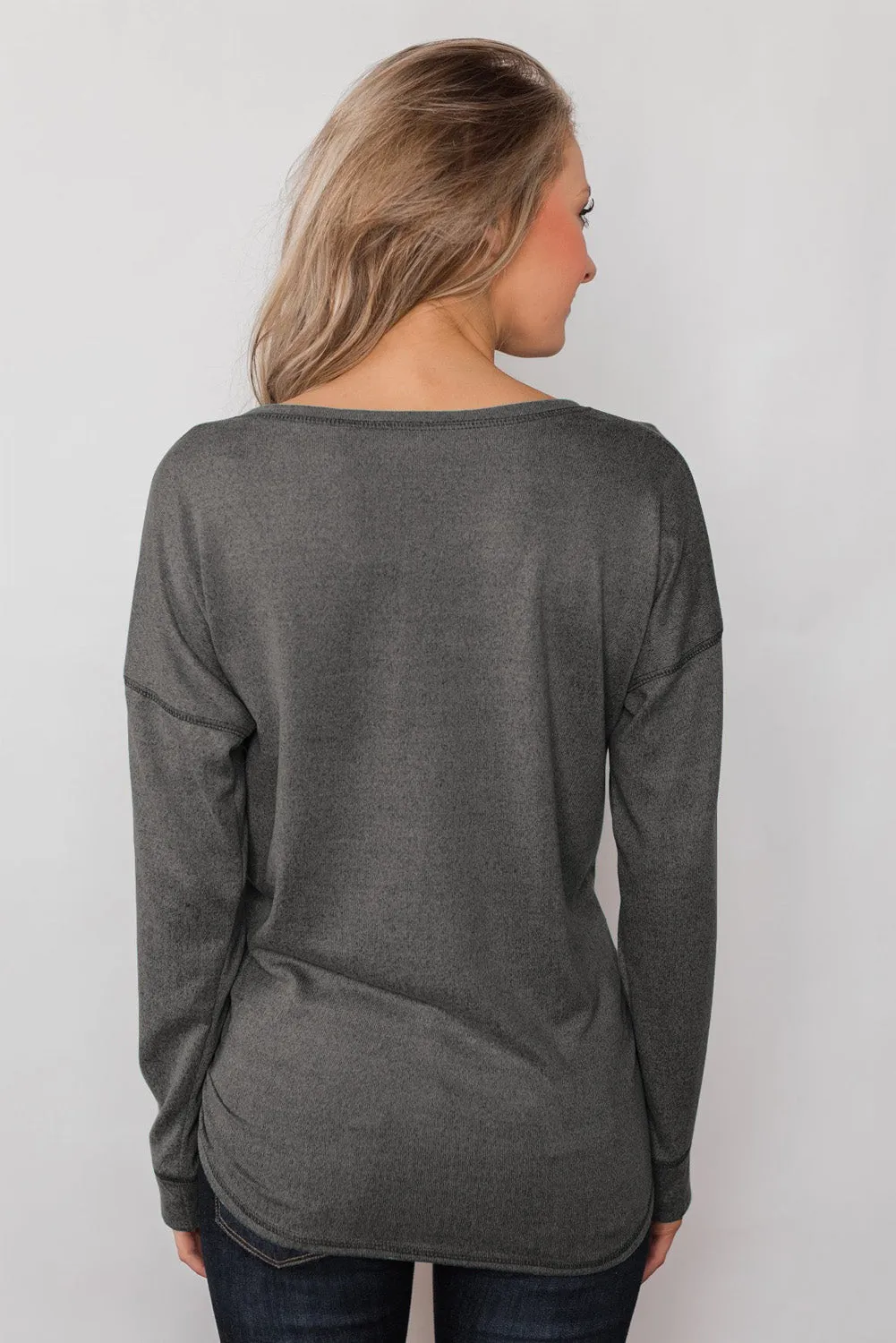 Button Long Sleeve Knit Top