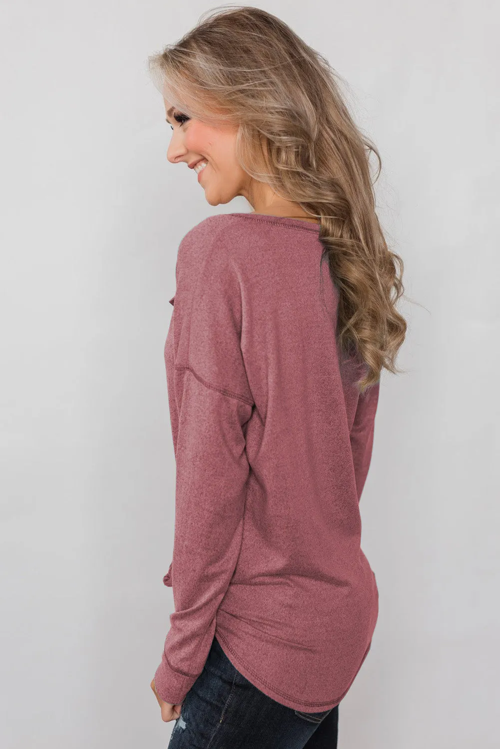 Button Long Sleeve Knit Top