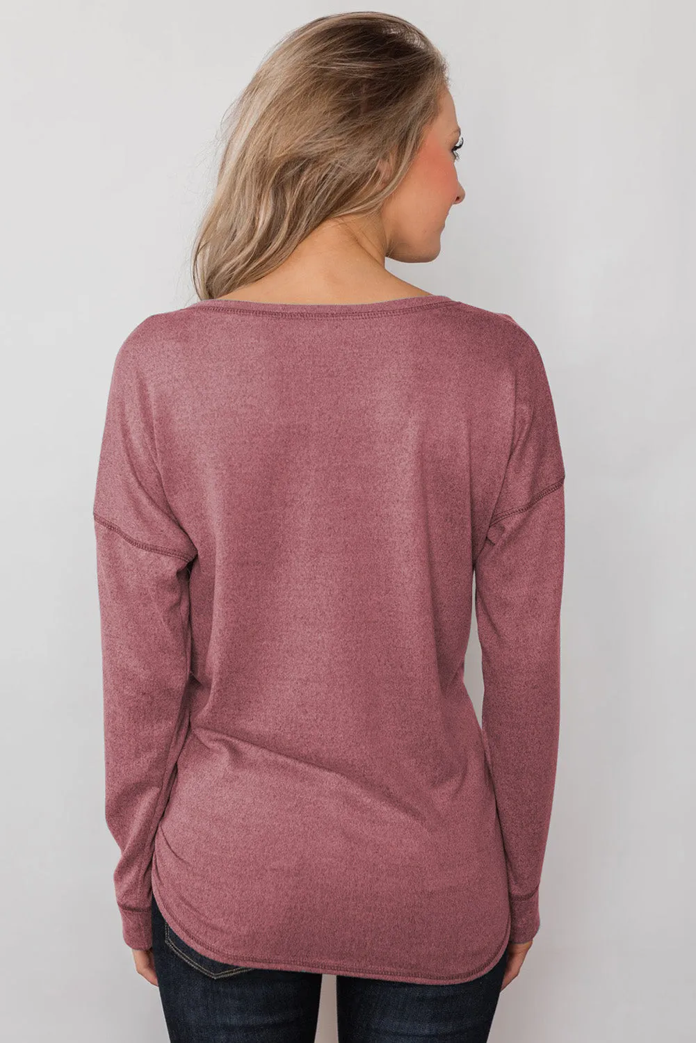 Button Long Sleeve Knit Top