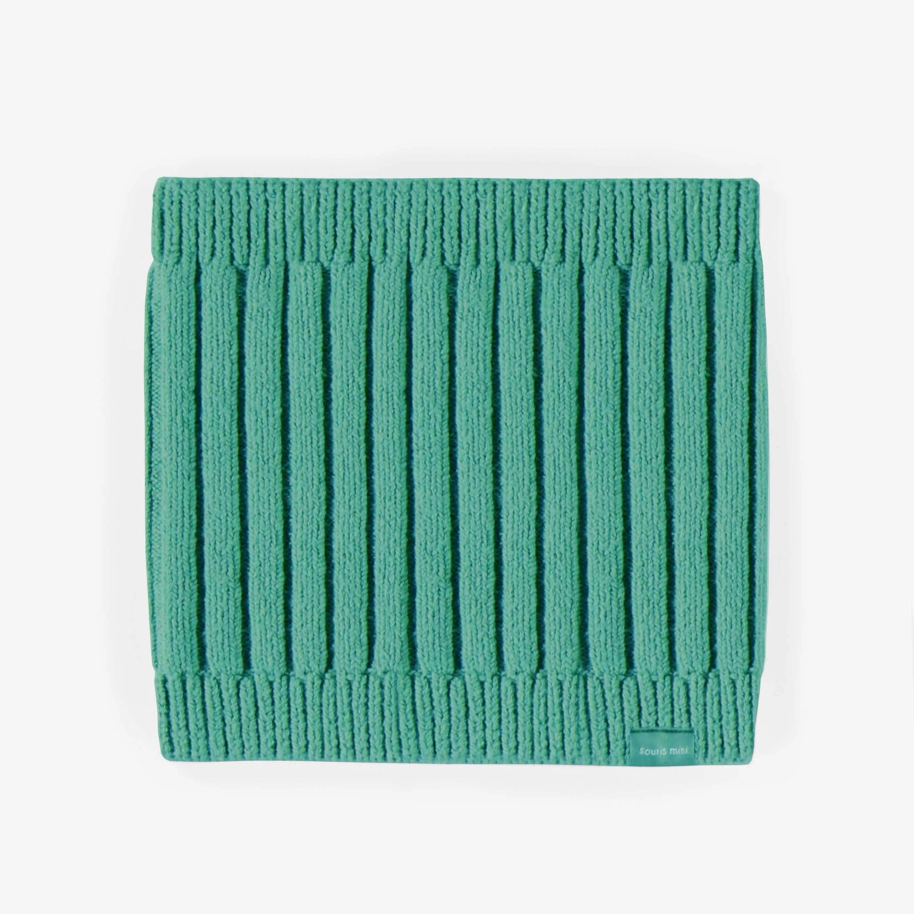 Cache-cou vert jade en maille, enfant || Jade green knitted neck warmer, child