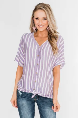 Calling The Shots Striped Dolman Top- Lavender