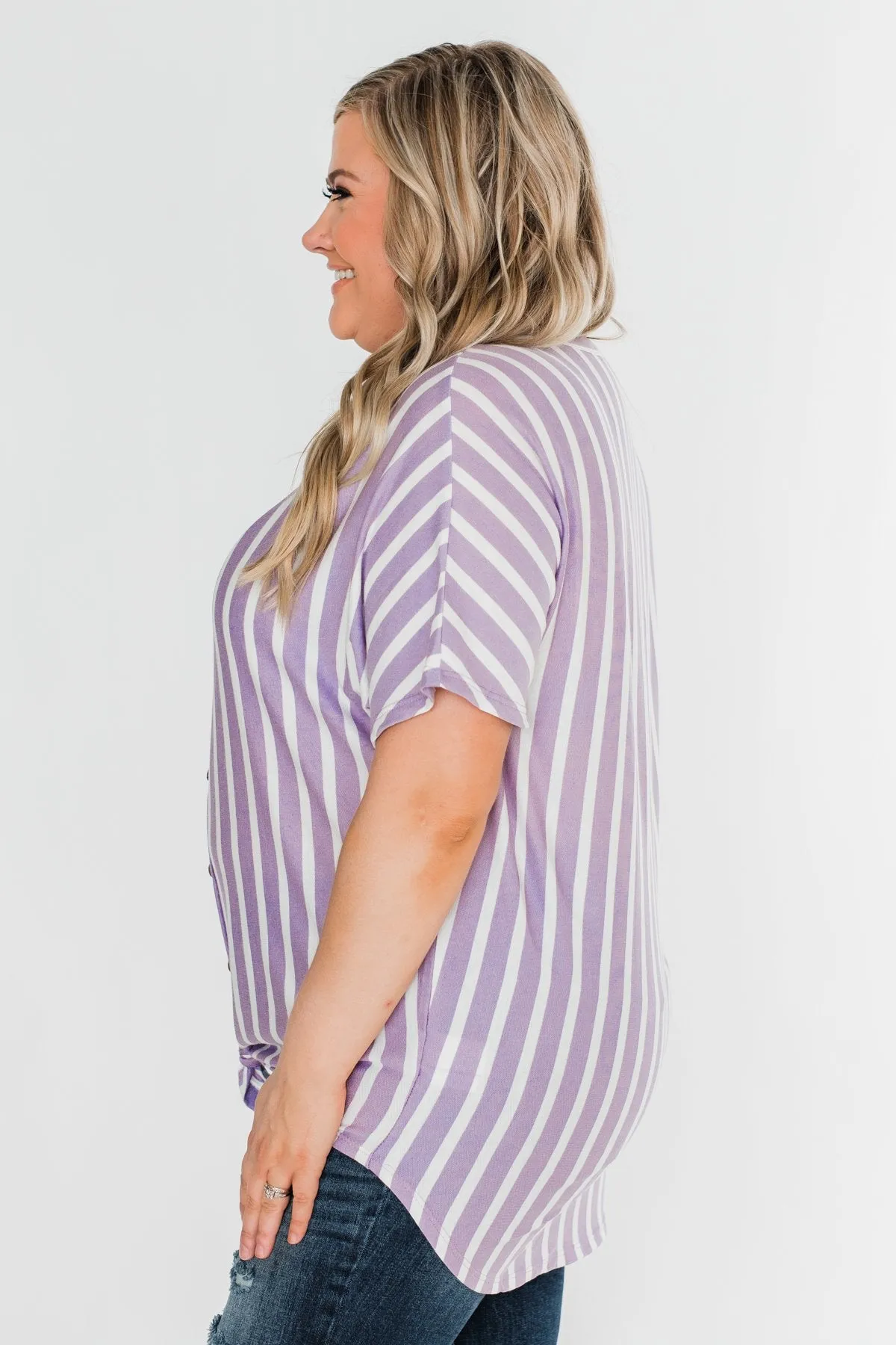 Calling The Shots Striped Dolman Top- Lavender