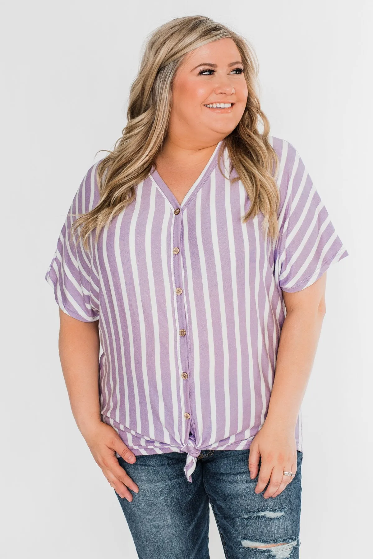 Calling The Shots Striped Dolman Top- Lavender