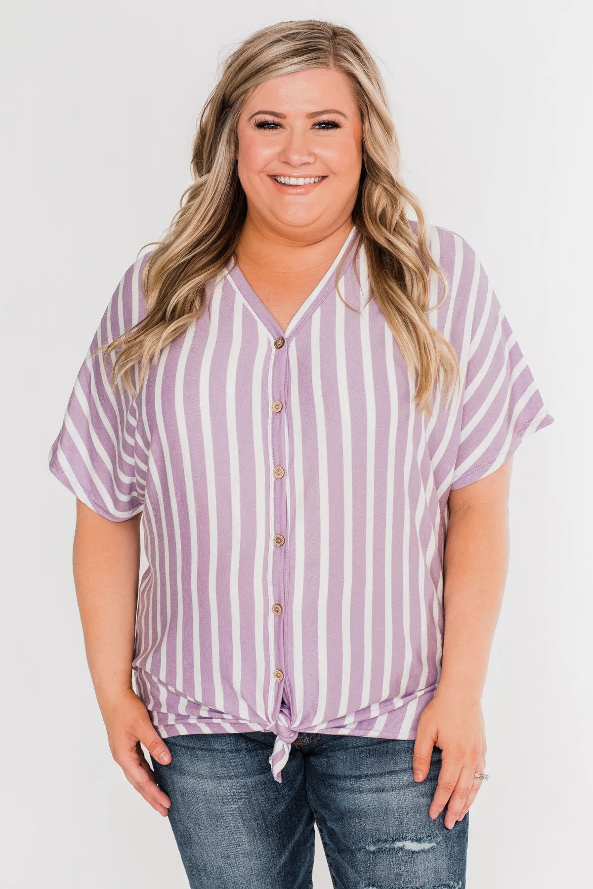 Calling The Shots Striped Dolman Top- Lavender