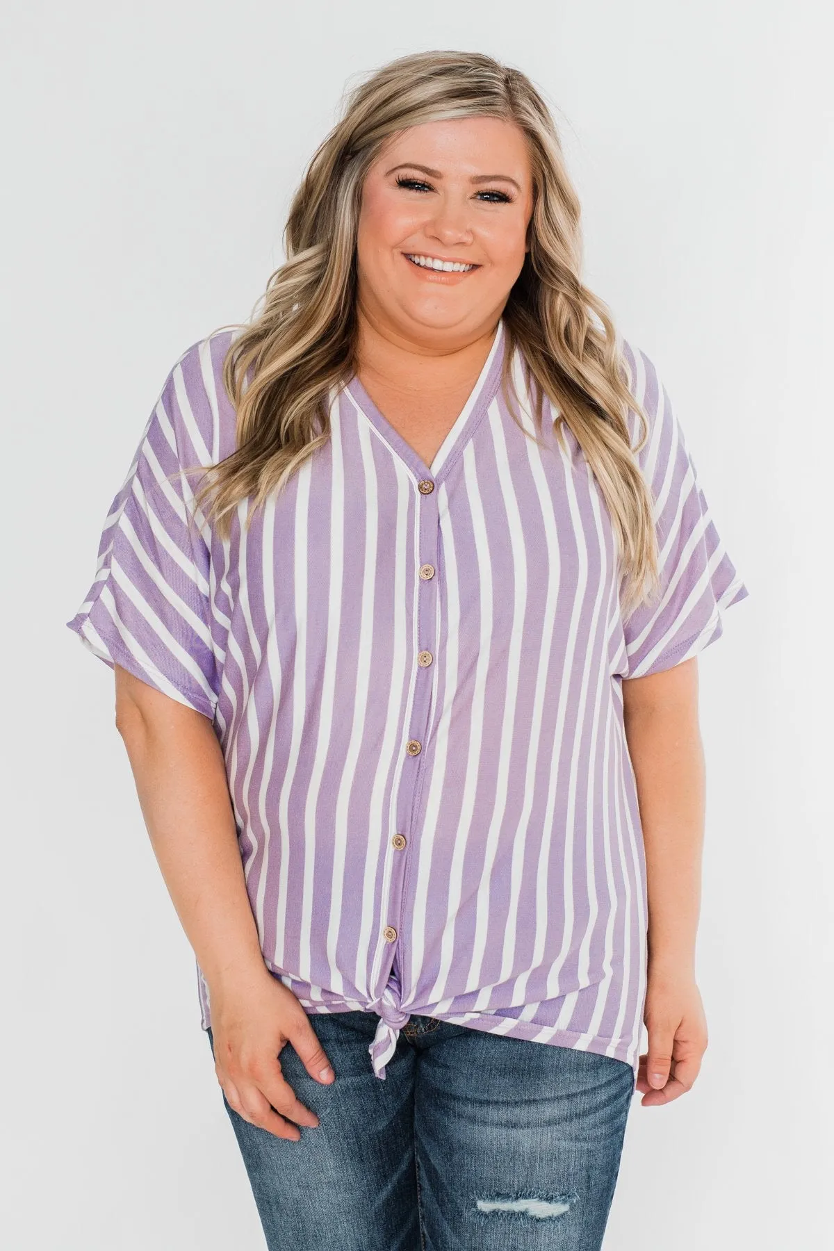 Calling The Shots Striped Dolman Top- Lavender