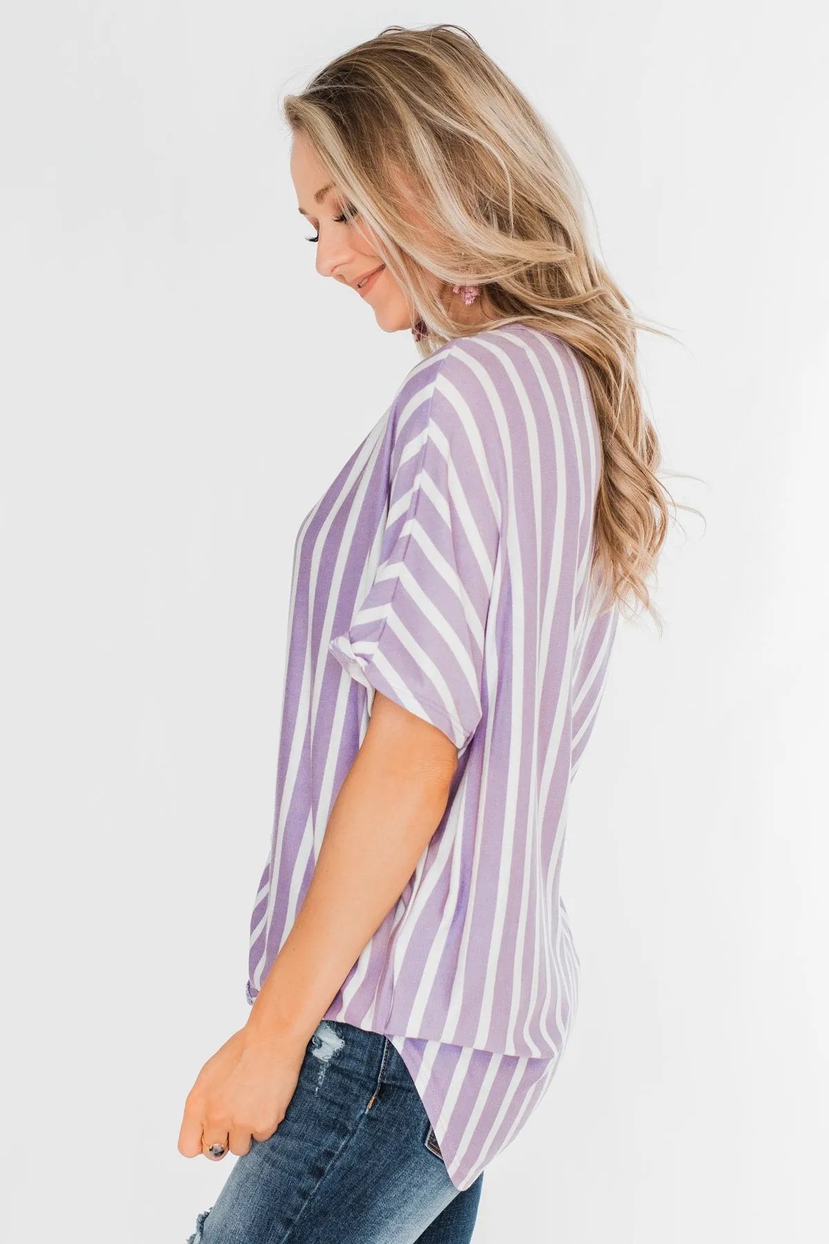 Calling The Shots Striped Dolman Top- Lavender