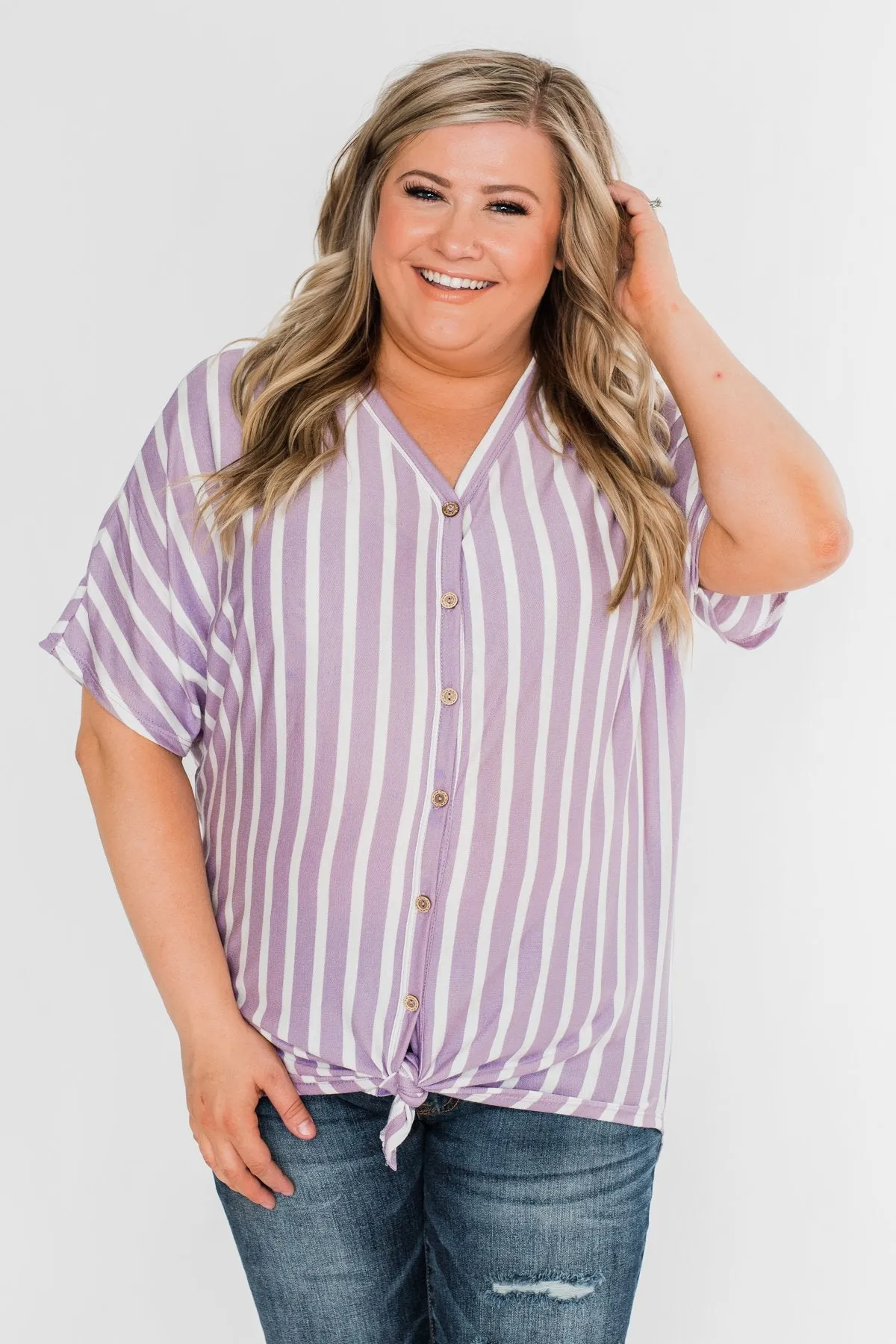 Calling The Shots Striped Dolman Top- Lavender
