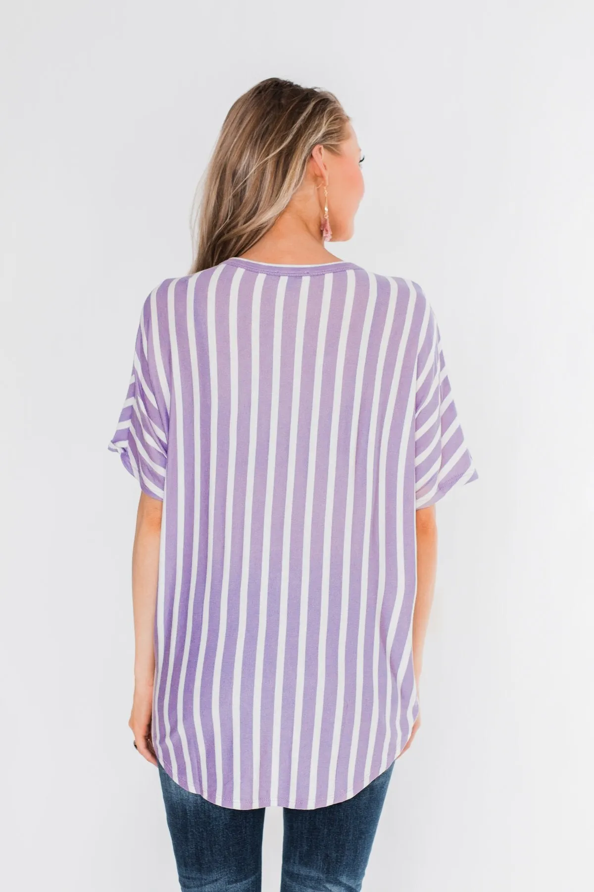 Calling The Shots Striped Dolman Top- Lavender