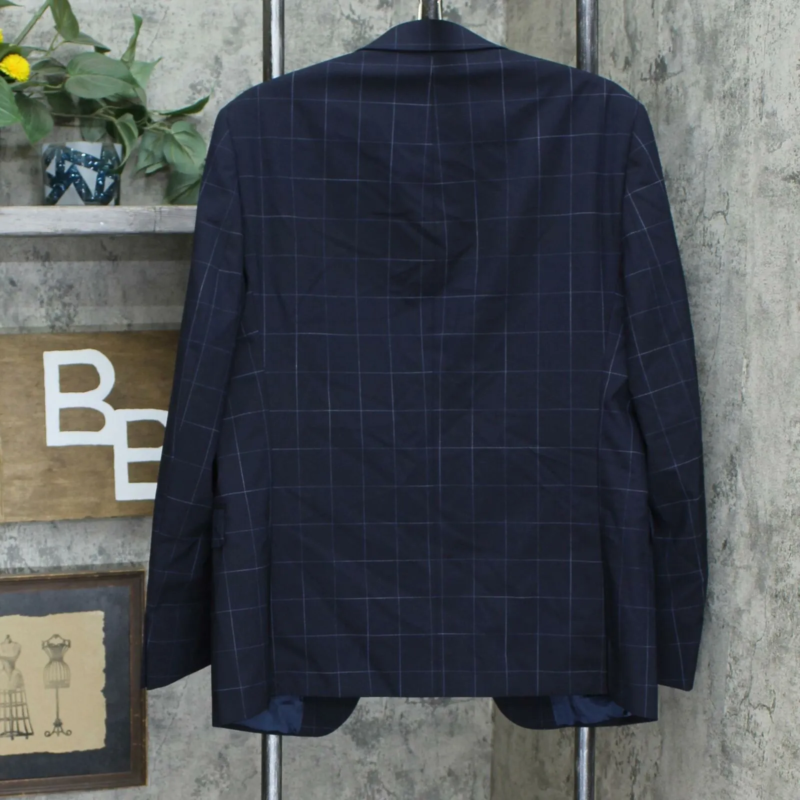 Calvin Klein Men's X-Fit Extra-Slim Stretch Wool Suit Jacket Navy Blue 42R