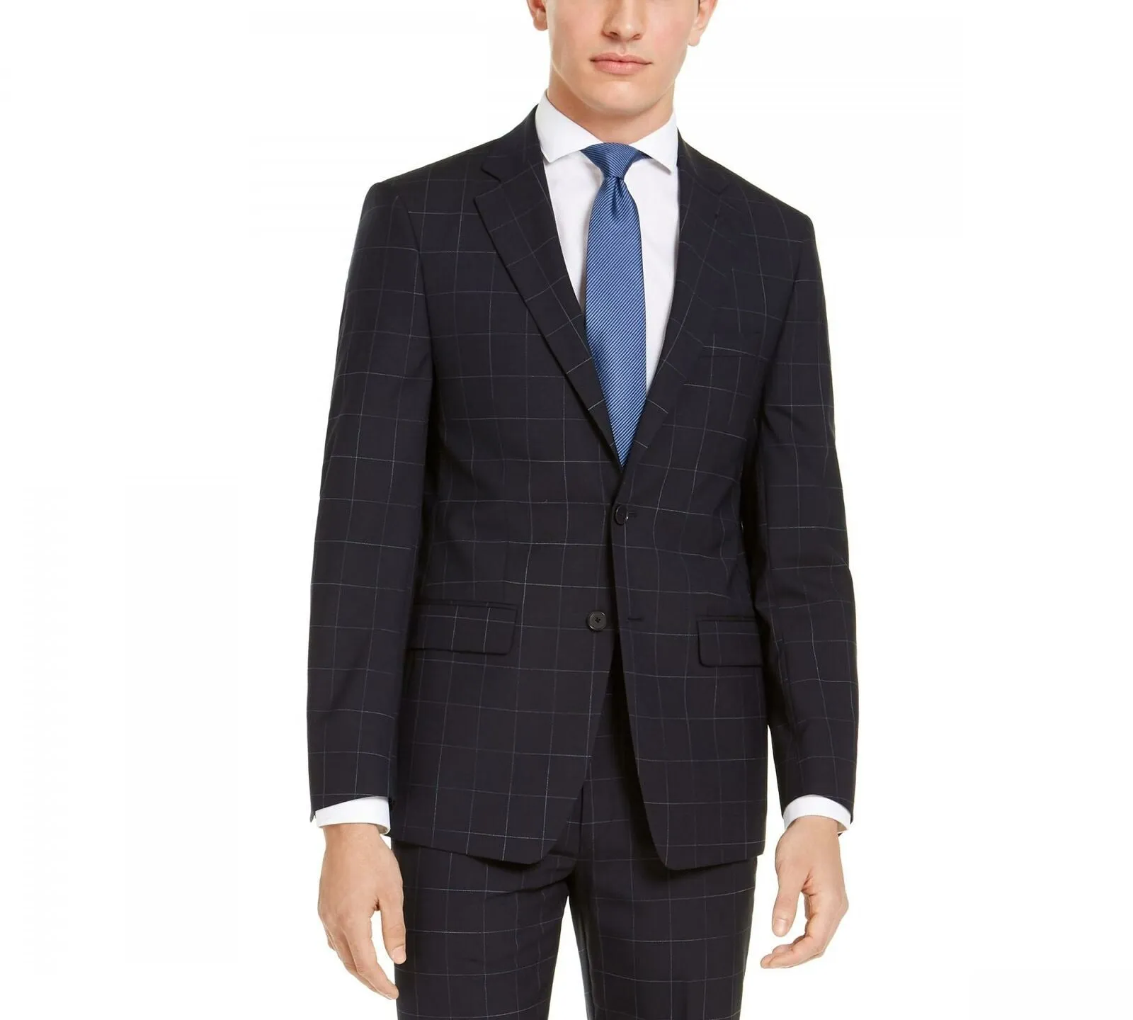 Calvin Klein Men's X-Fit Extra-Slim Stretch Wool Suit Jacket Navy Blue 42R