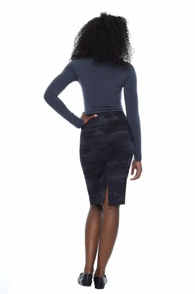 Camo Ponte Pencil Skirt