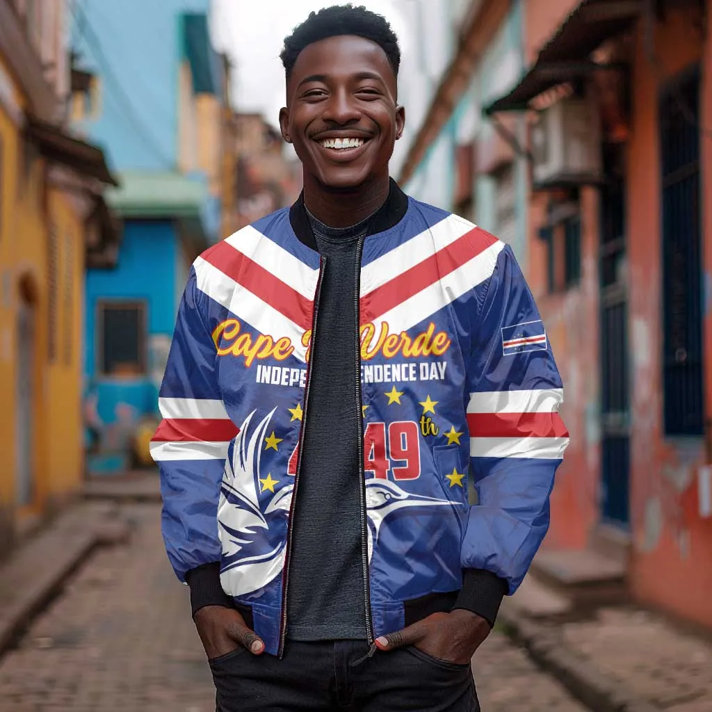 Cape Verde Independence Day Bomber Jacket Gerbera Daisy Pattern LT01