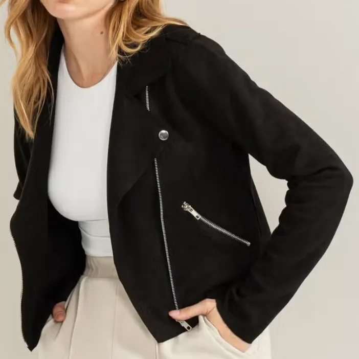 Carefree Season Faux Suede Moto Jacket-FINAL SALE