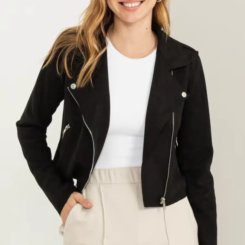 Carefree Season Faux Suede Moto Jacket-FINAL SALE