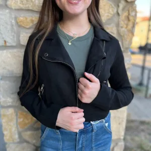 Carefree Season Faux Suede Moto Jacket-FINAL SALE