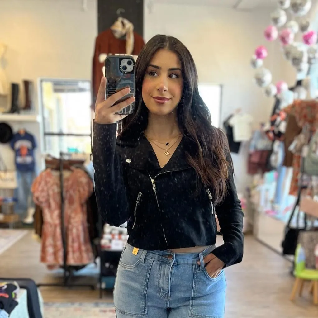Carefree Season Faux Suede Moto Jacket-FINAL SALE