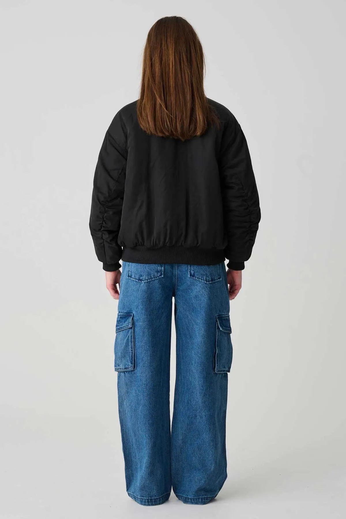 CARGO BOMBER JACKET - Black