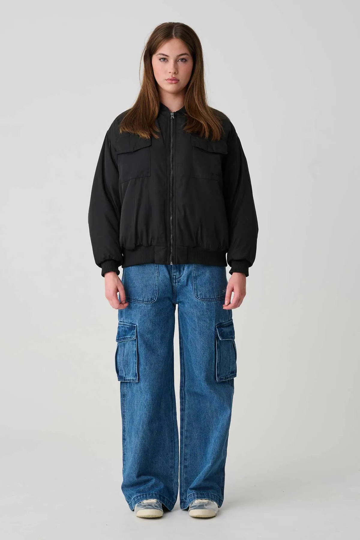 CARGO BOMBER JACKET - Black