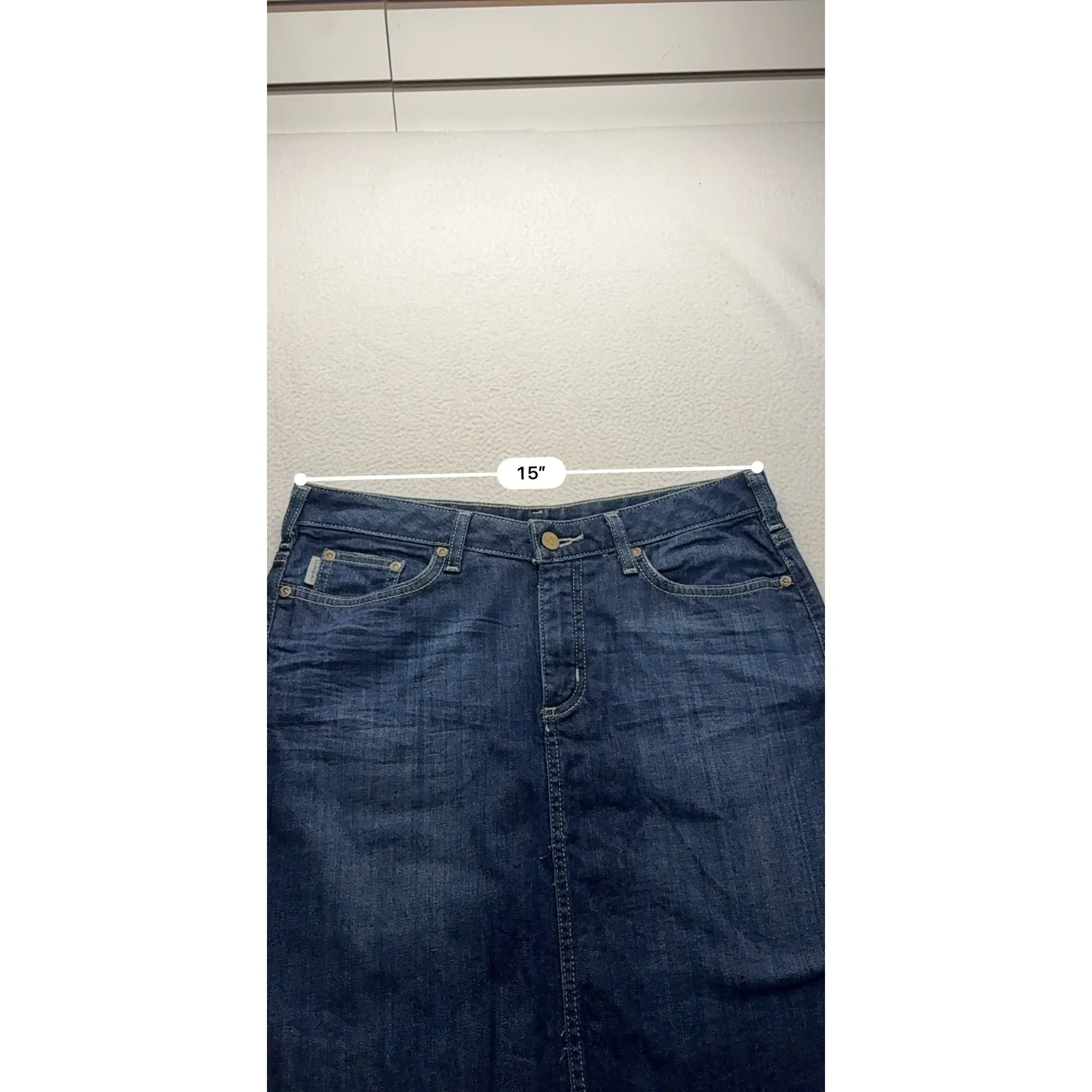 Carhartt Womens Blue Denim Jean Skirt #7565