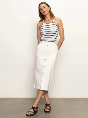 Carrier Denim Bleached White Midi Skirt