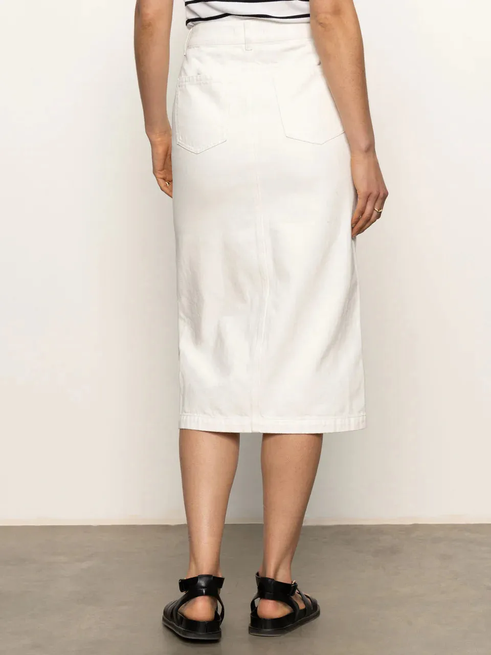 Carrier Denim Bleached White Midi Skirt