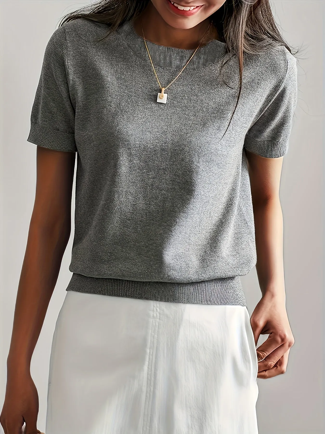 Cashmere | Short Sleeve Knit Top