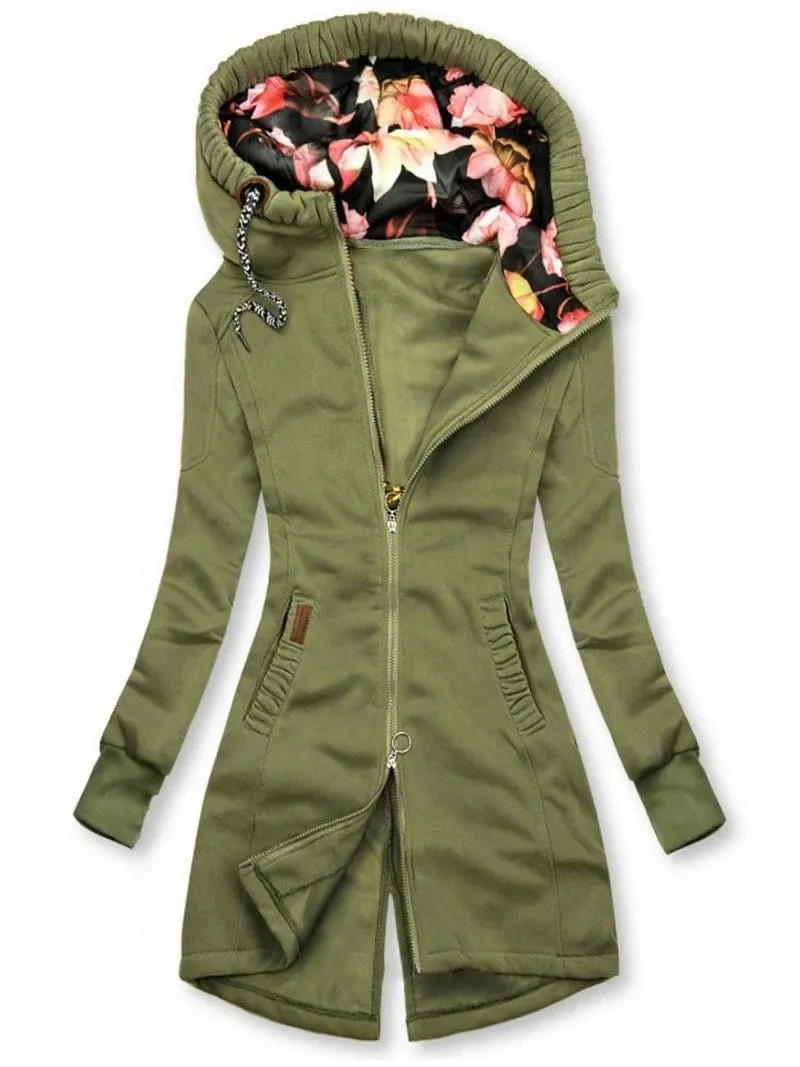Casual Solid Extended Hooded Jacket