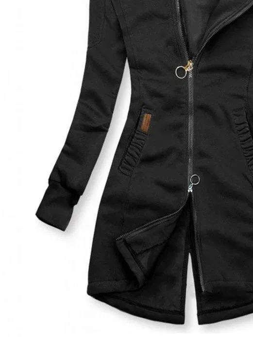 Casual Solid Extended Hooded Jacket