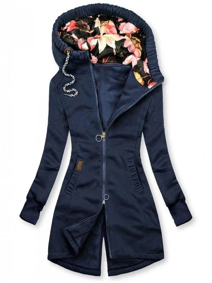 Casual Solid Extended Hooded Jacket