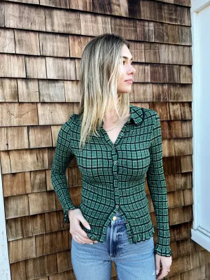 Caught A Feeling Smocked Button-Up Top