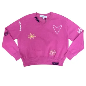 Central Park West Zeke Embroidered V-Neck - Pink