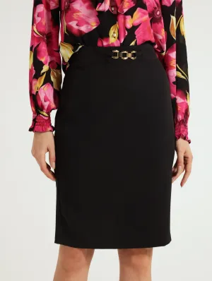 Chain Detail Pencil Skirt - Black